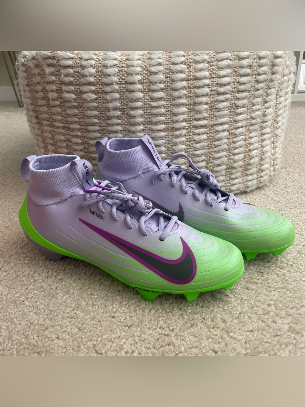 Nike Air Zoom Vapor Edge Pro 1 NRG Purple Green Football Cleats 9 IB8250-500